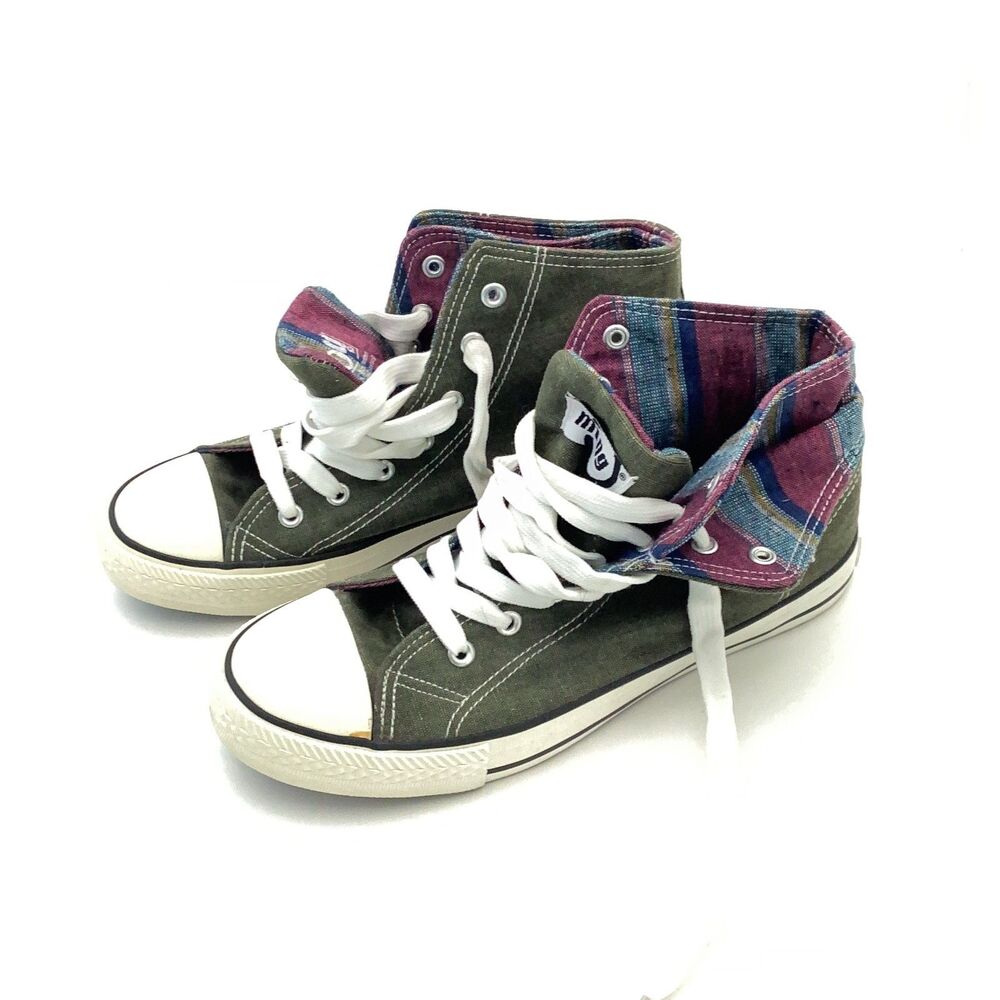 CUTE Womens 10 (EU41) Mustang Khaki Purple High Top Sneakers MTNG, Nearly New